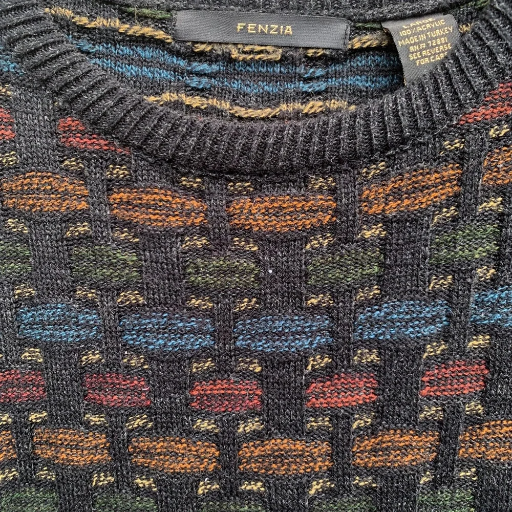 Fenzia Large Men's Pullover Sweater Academia Grandpacore Academia 90s‎